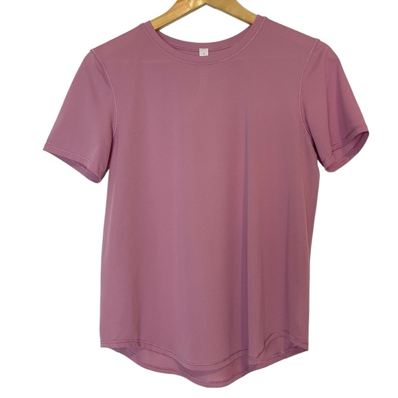 lululemon athletica Tops - Lululemon High Neck Running and Training T-Shirt
Pink Taupe size 8 EUC